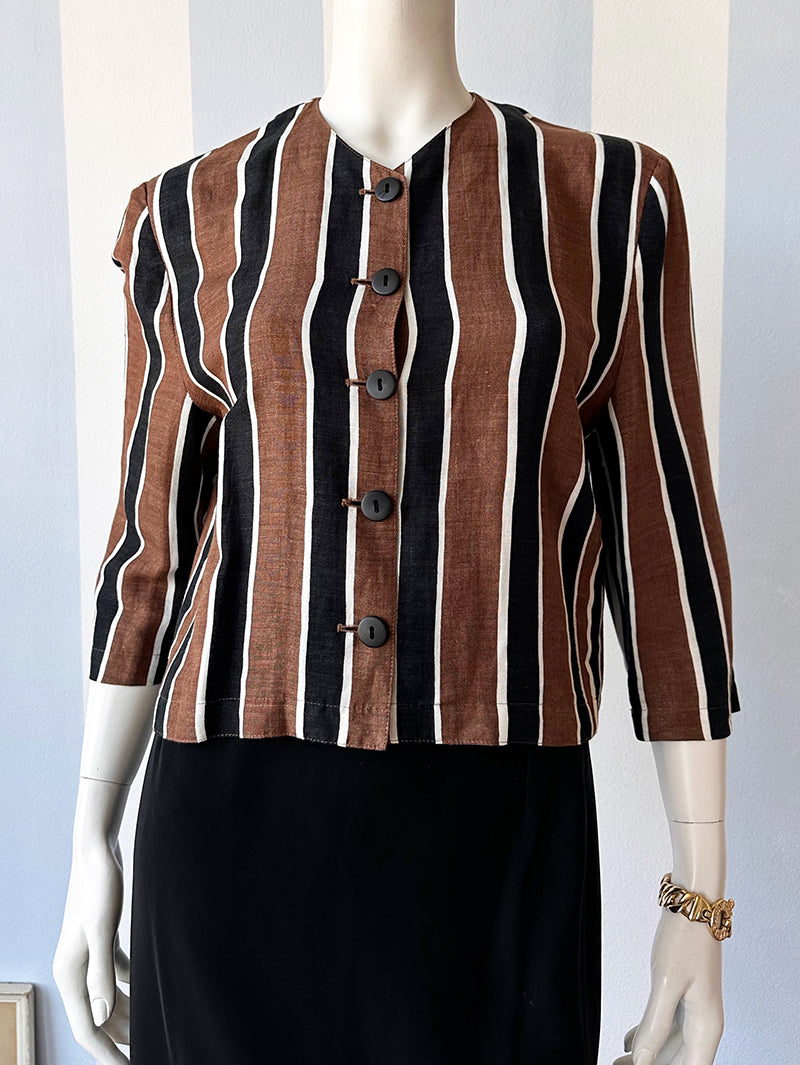 Gestreepte cropped blouse