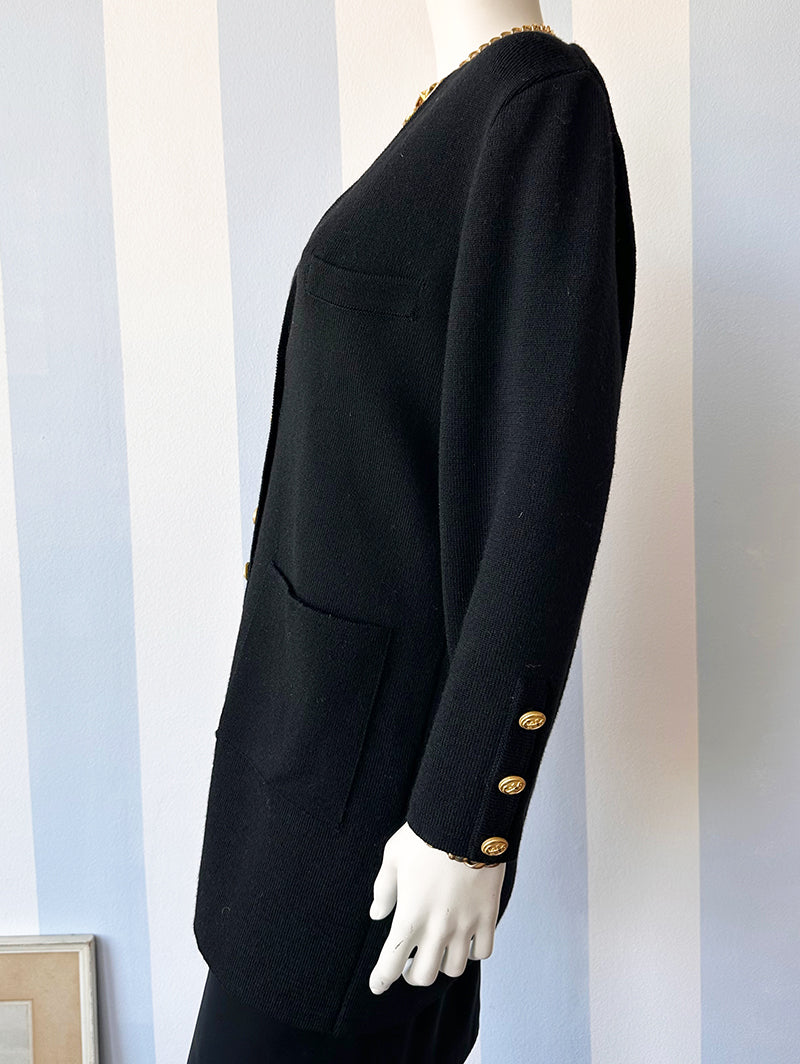 Zwart scheerwollen vest