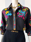 Zwarte floral blouse