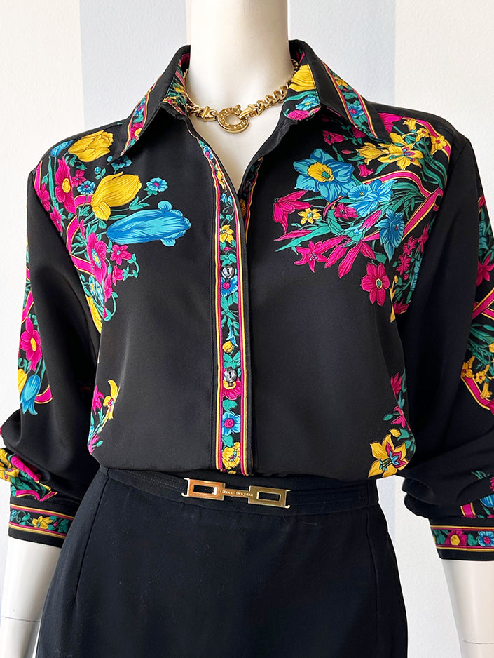 Zwarte floral blouse