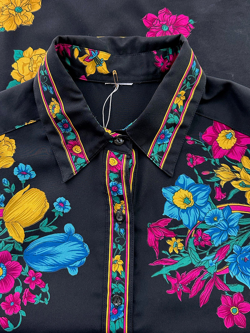 Zwarte floral blouse