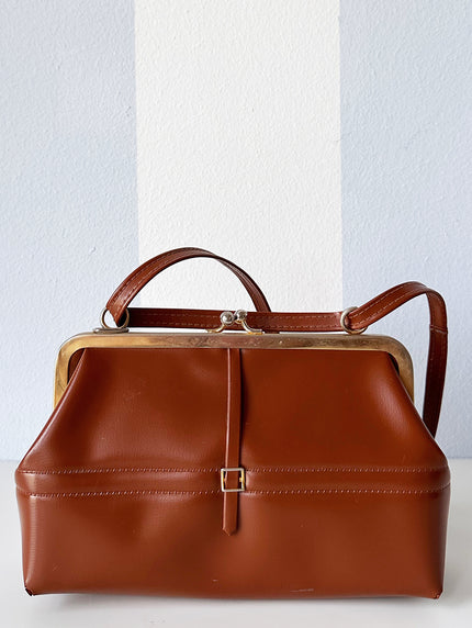 Bruin faux leren handtasje
