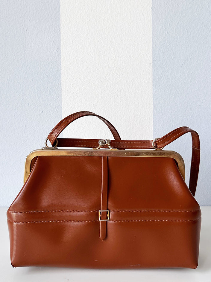 Bruin faux leren handtasje