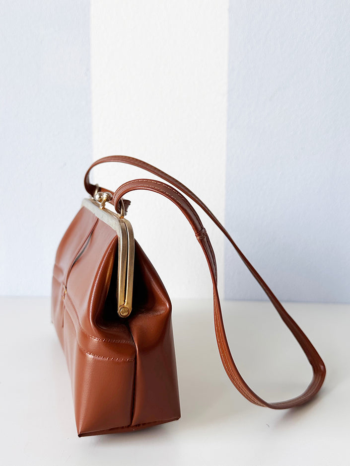 Bruin faux leren handtasje
