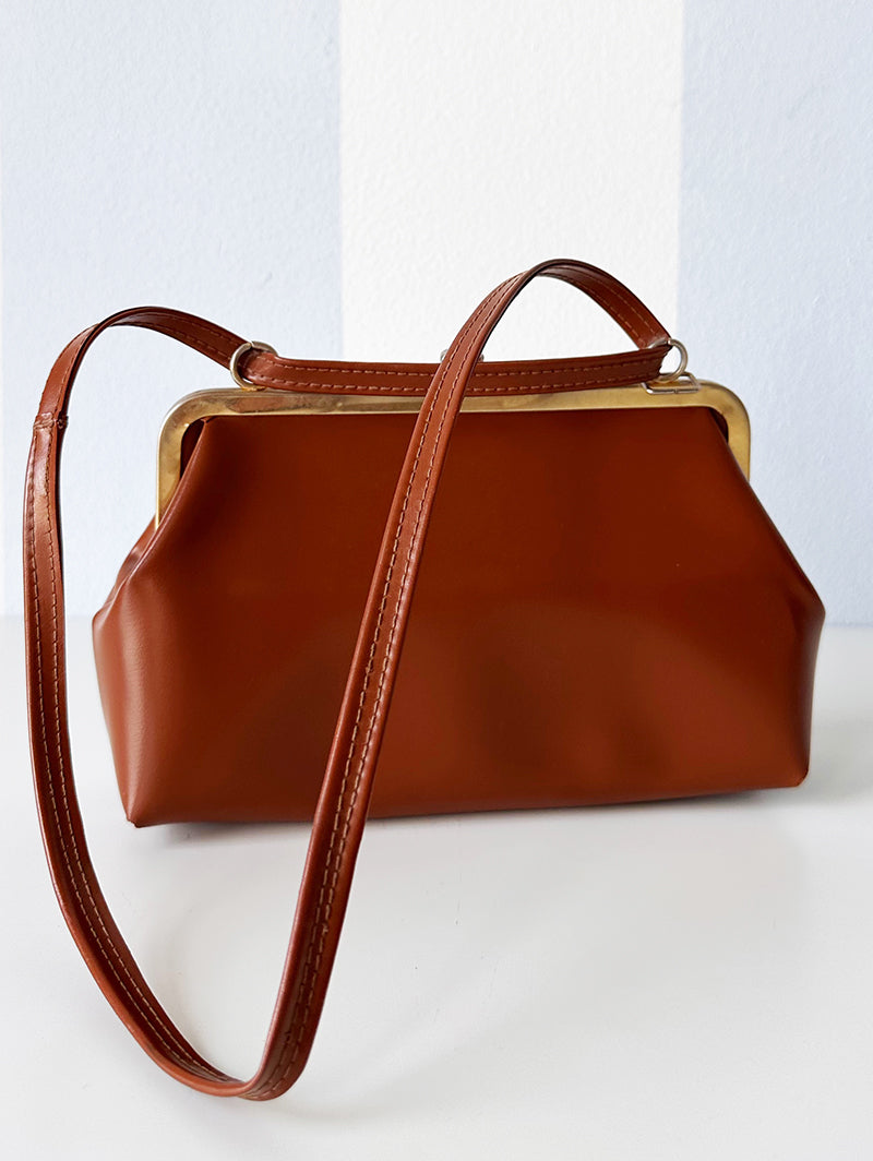 Bruin faux leren handtasje