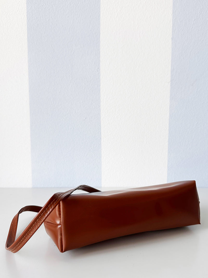 Bruin faux leren handtasje