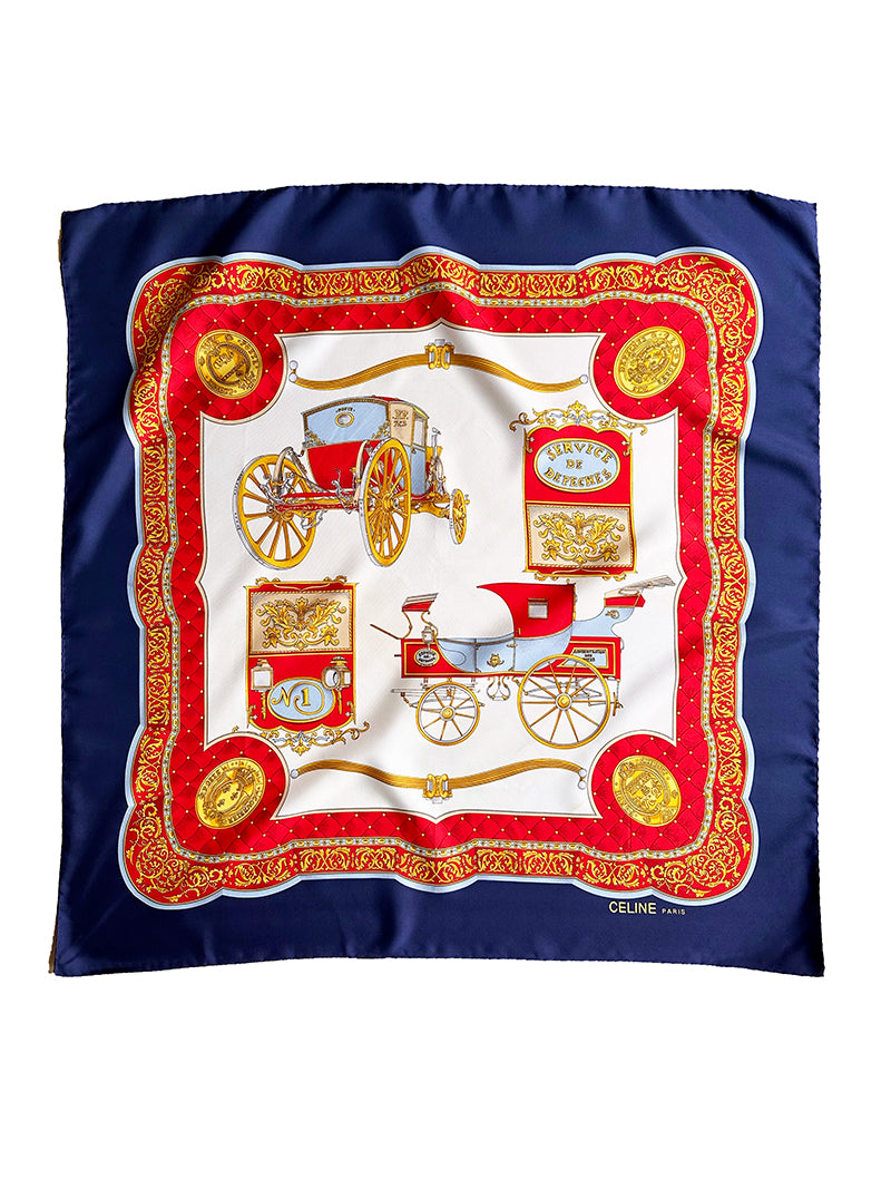 Zijden designer sjaal met postkoetsen