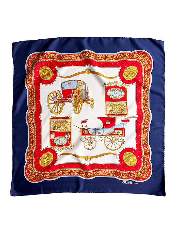 Zijden designer sjaal met postkoetsen