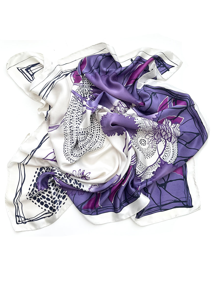 Paars/witte zijden carré