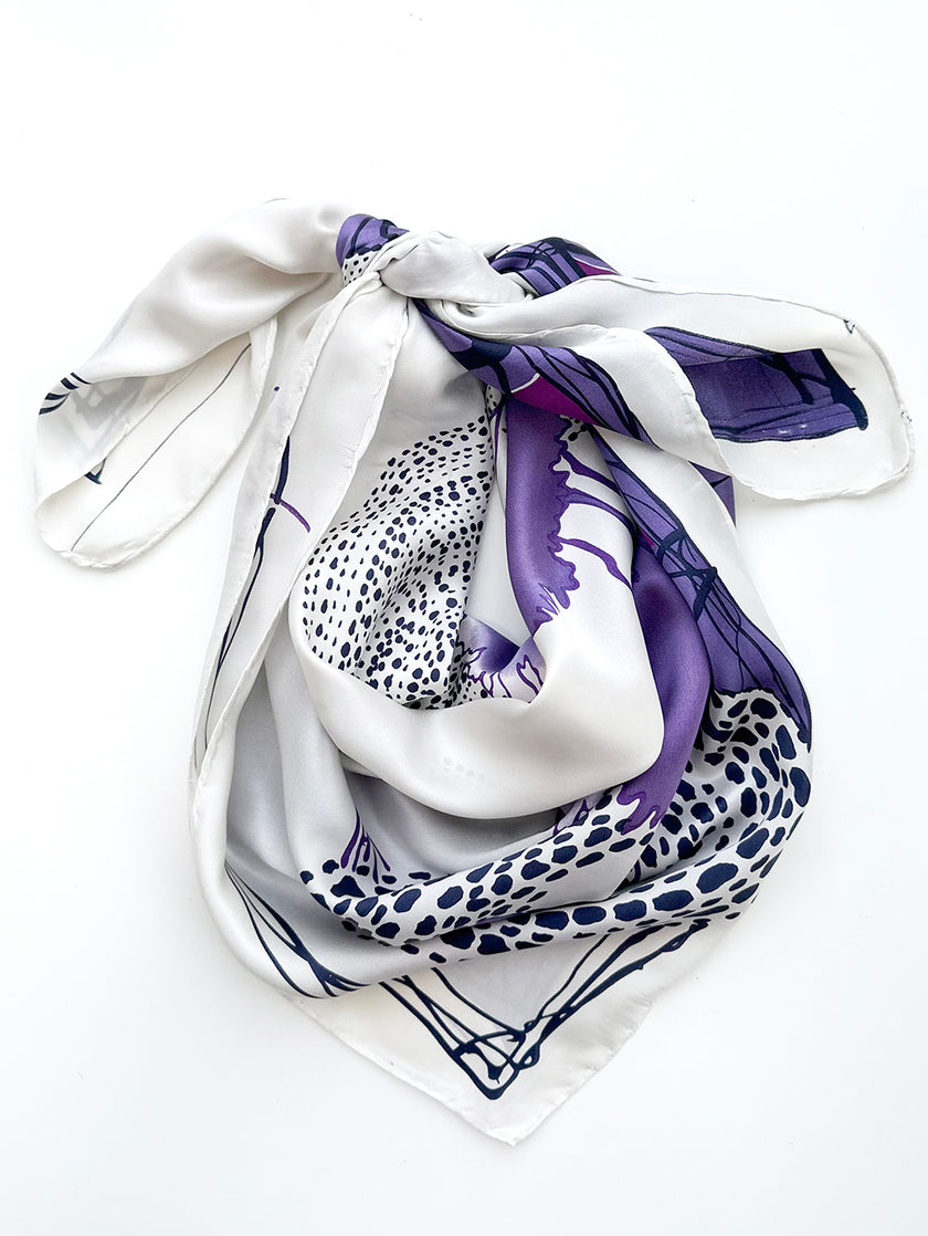Paars/witte zijden carré