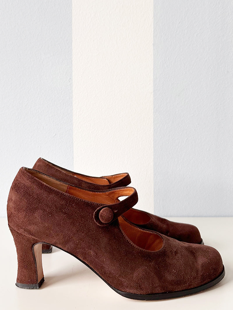 Bruine zachte suede pumps | 37