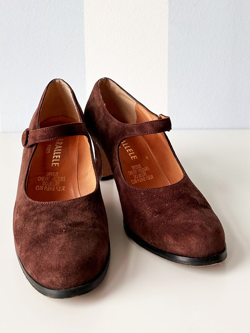 Bruine zachte suede pumps | 37