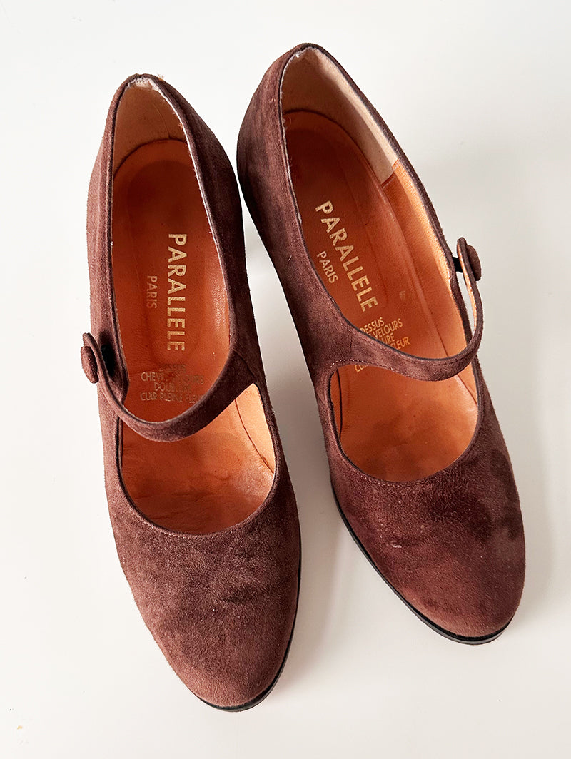Bruine zachte suede pumps | 37
