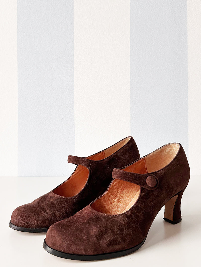 Bruine zachte suede pumps | 37