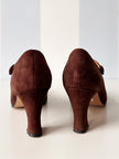 Bruine zachte suede pumps | 37