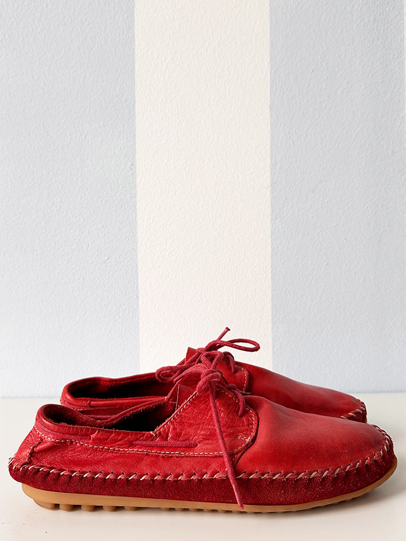 Rode leren mocassins