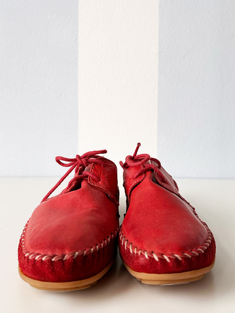Rode leren mocassins