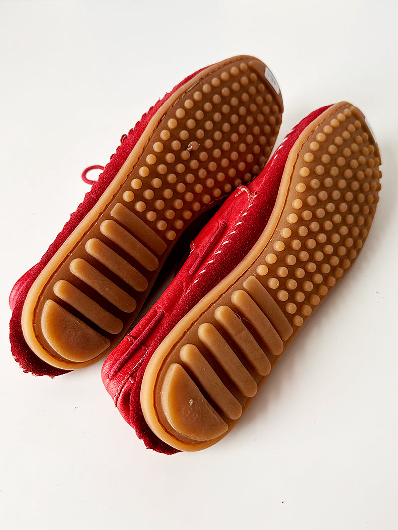 Rode leren mocassins