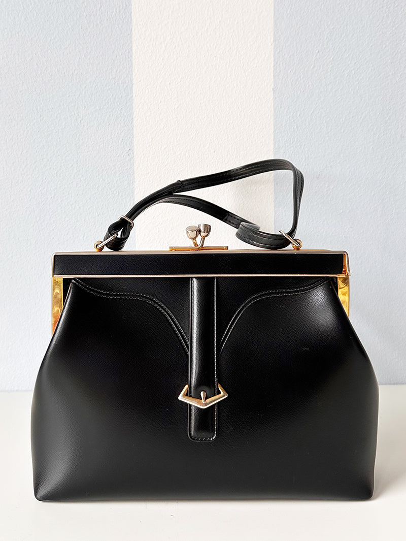Zwart faux leren handtas