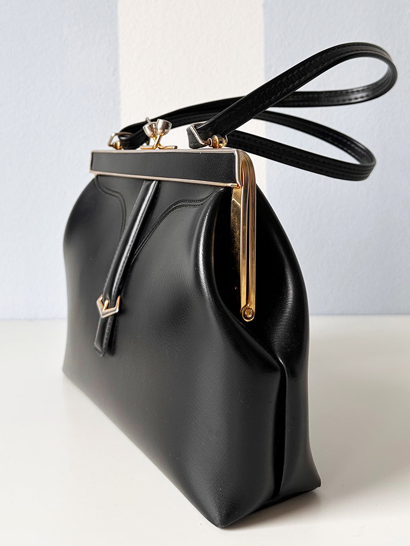 Zwart faux leren handtas
