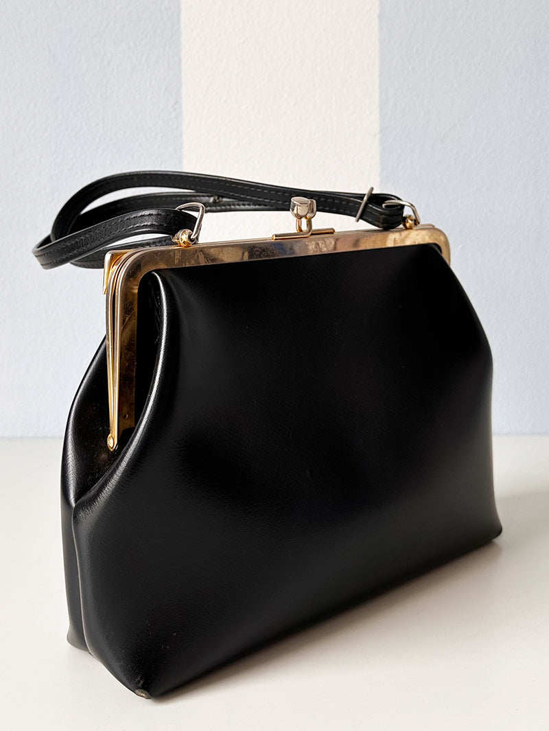 Zwart faux leren handtas