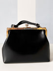 Zwart faux leren handtas