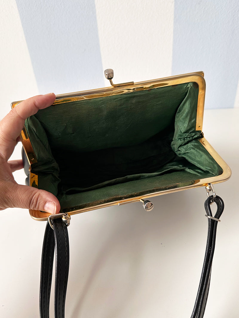Zwart faux leren handtas