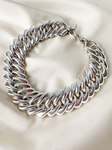 Verzilverde chunky designer choker
