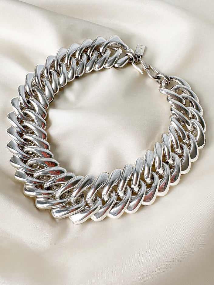 Verzilverde chunky designer choker