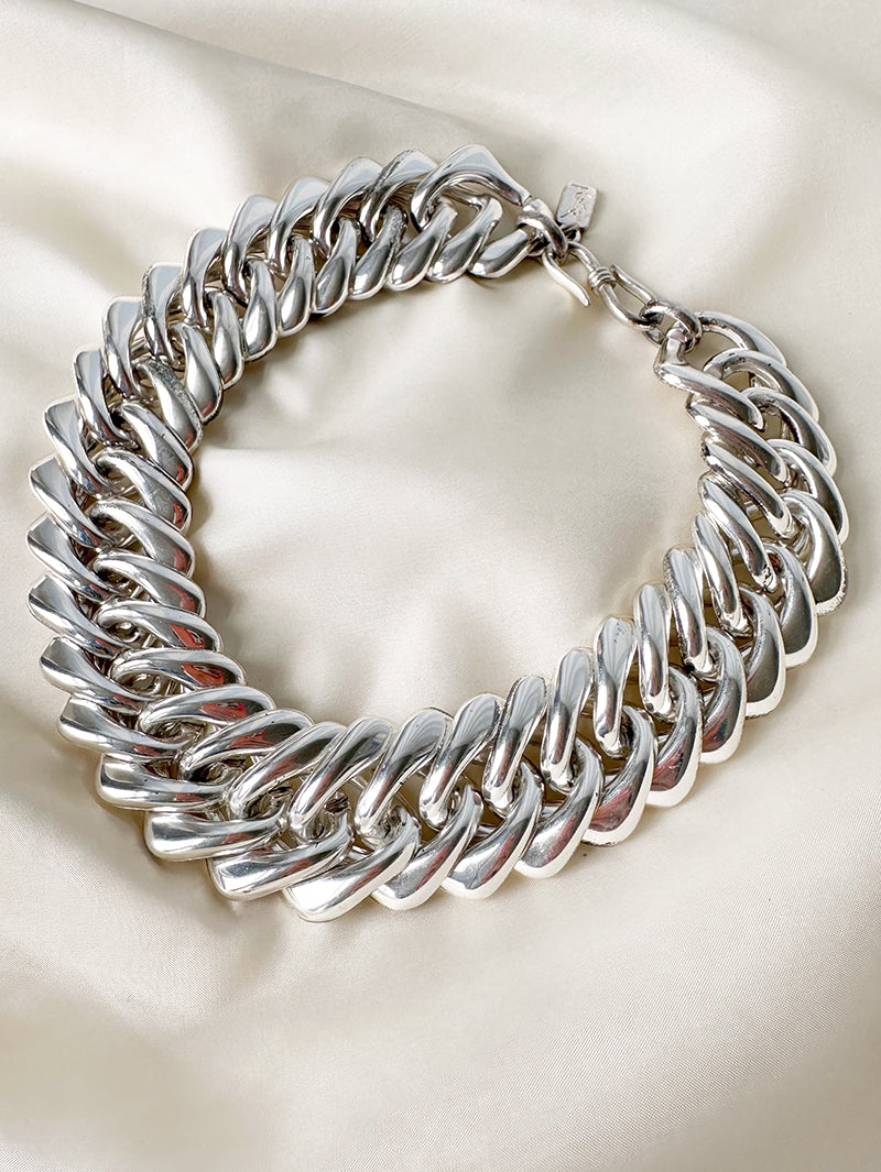Verzilverde chunky designer choker