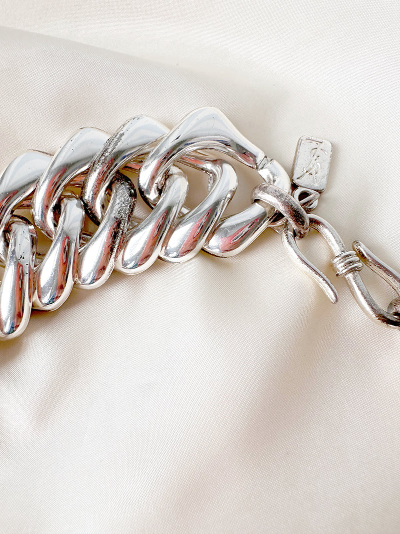 Verzilverde chunky designer choker
