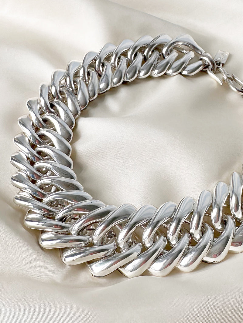 Verzilverde chunky designer choker