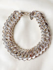 Verzilverde chunky designer choker