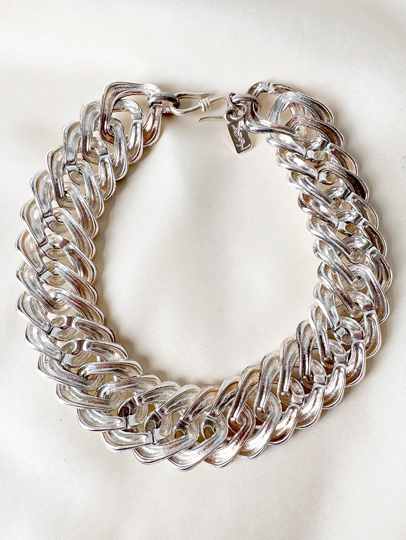 Verzilverde chunky designer choker