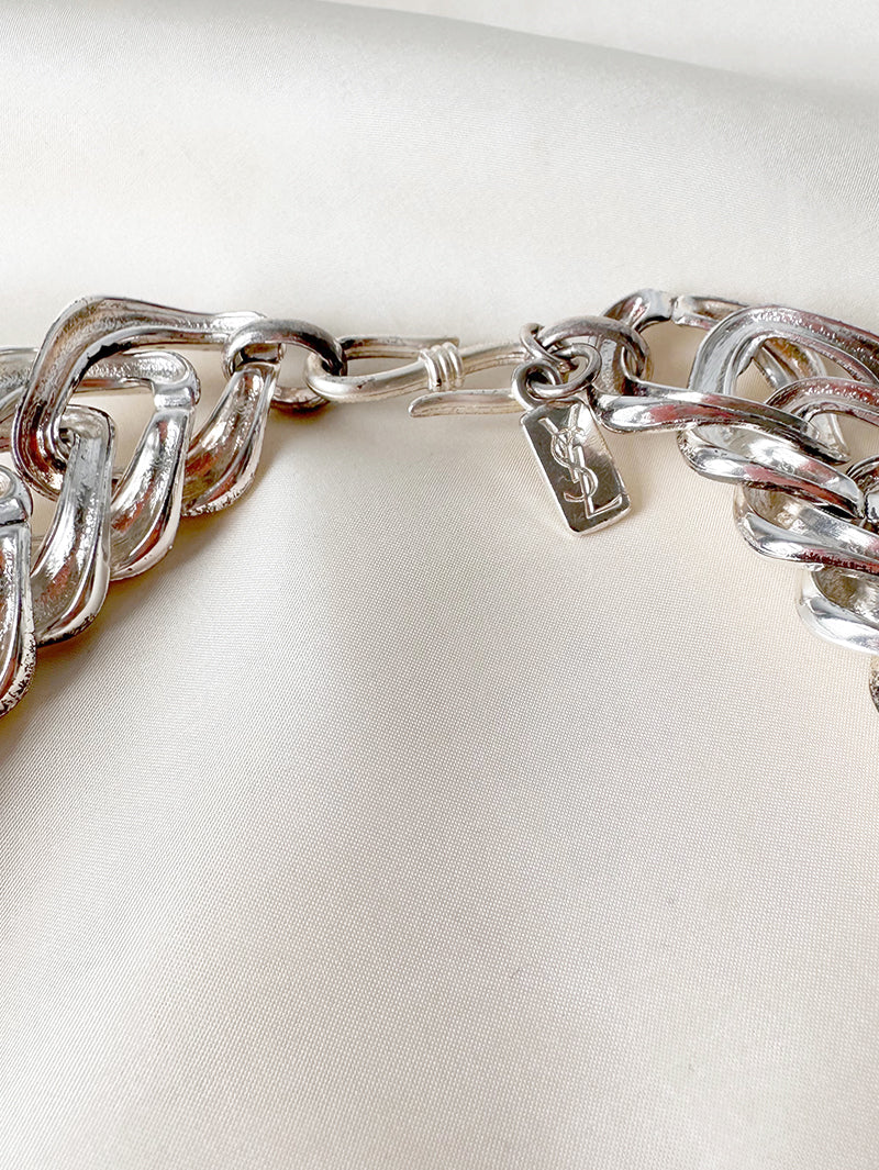 Verzilverde chunky designer choker