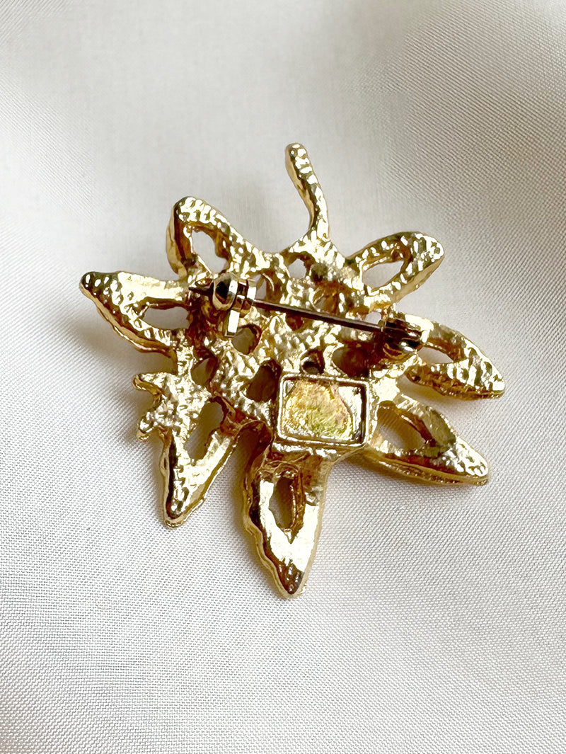 Broche blad met faux parels