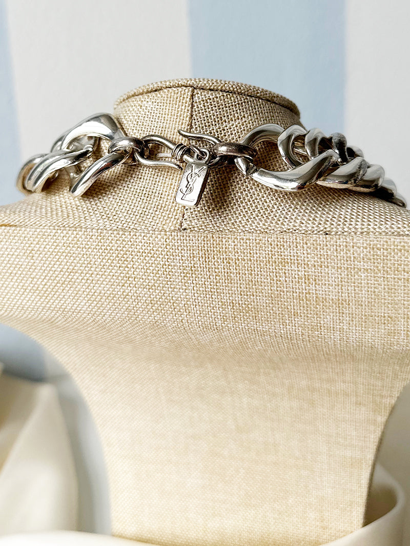 Verzilverde chunky designer choker