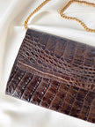 Donkerbruine kroko clutch