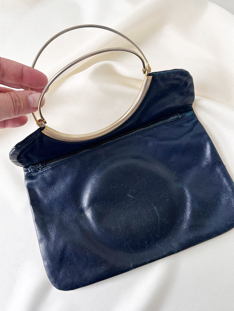 70s leren clutch