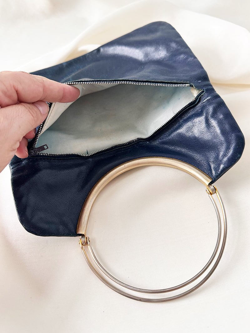 70s leren clutch