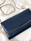 Donkerblauw leren schoudertasje