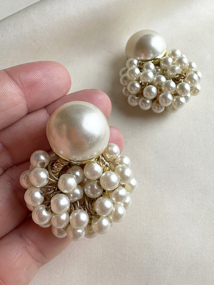 Parel clip oorbellen