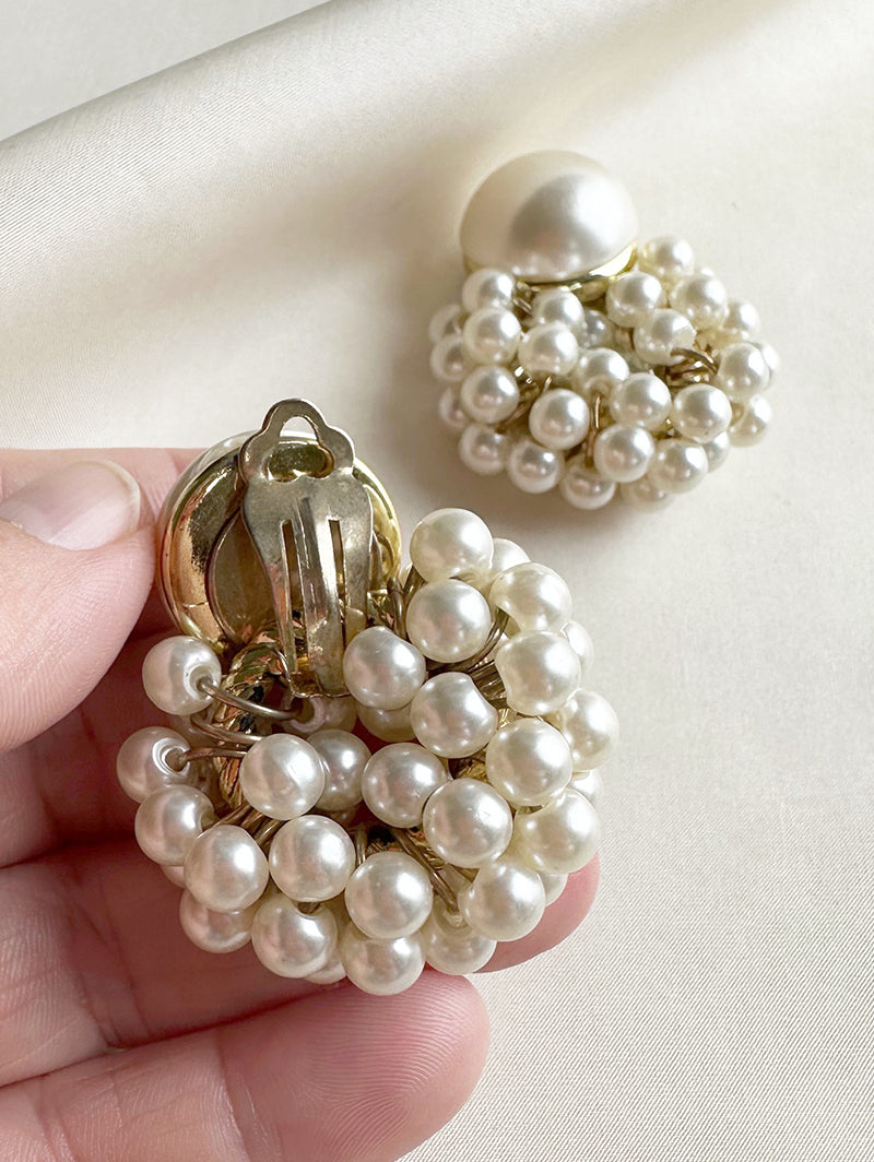 Parel clip oorbellen