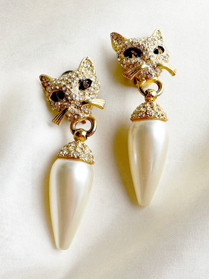 Strass en faux parel clip oorbellen