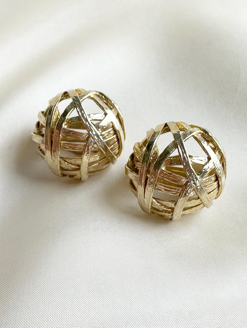 Ronde gouden clip oorbellen