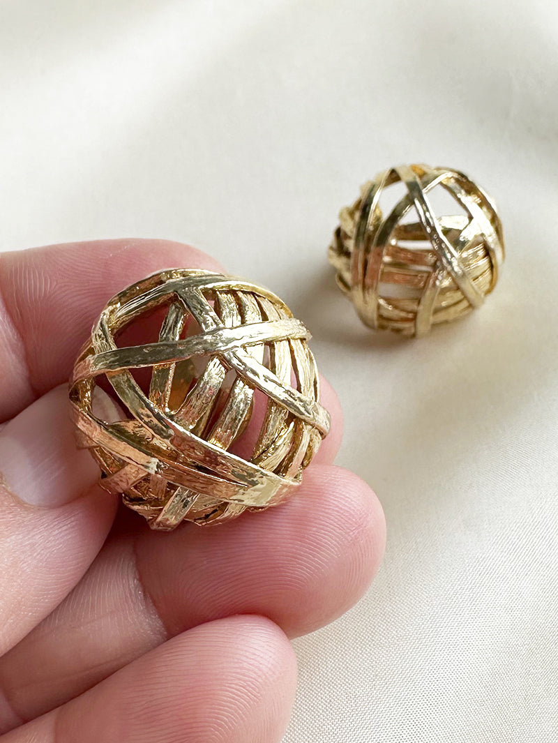 Ronde gouden clip oorbellen