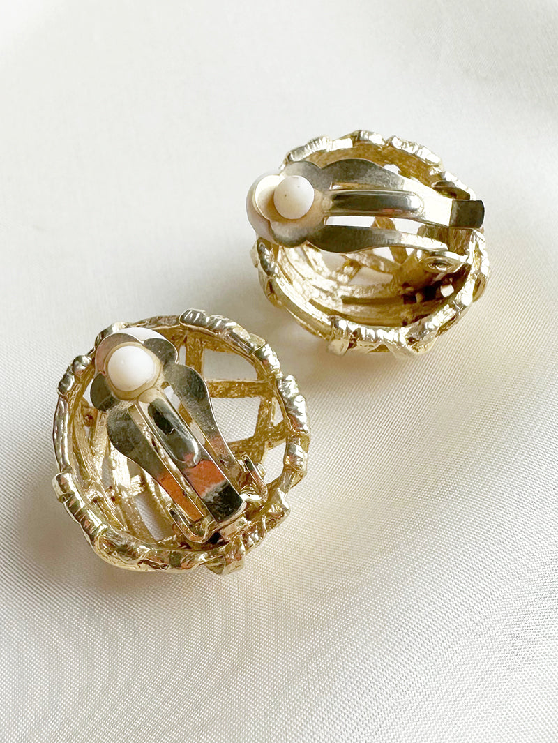 Ronde gouden clip oorbellen