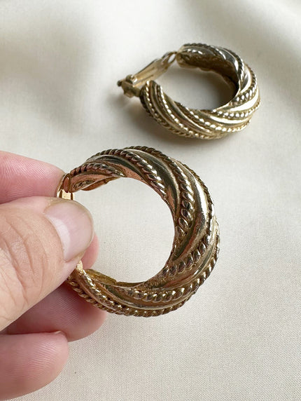 Gouden creolen clip oorbellen