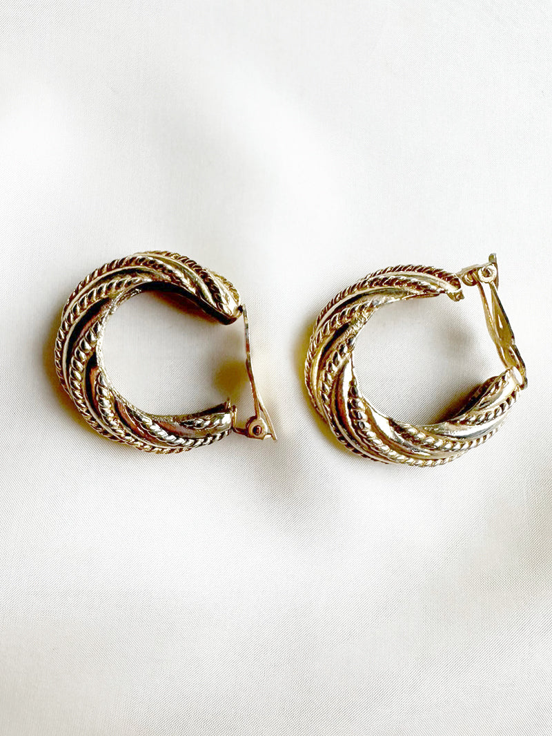 Gouden creolen clip oorbellen