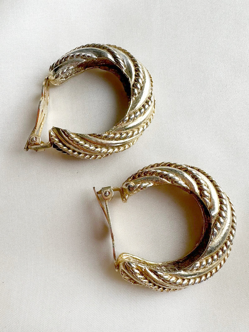 Gouden creolen clip oorbellen